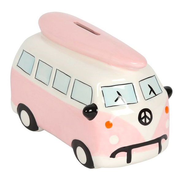 Pink Campervan Money Bank 16cm