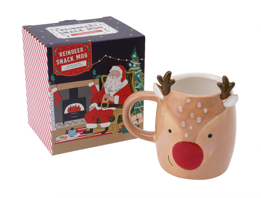 Joy To The World Novelty Reindeer Snack Mug - Culzean Gifts