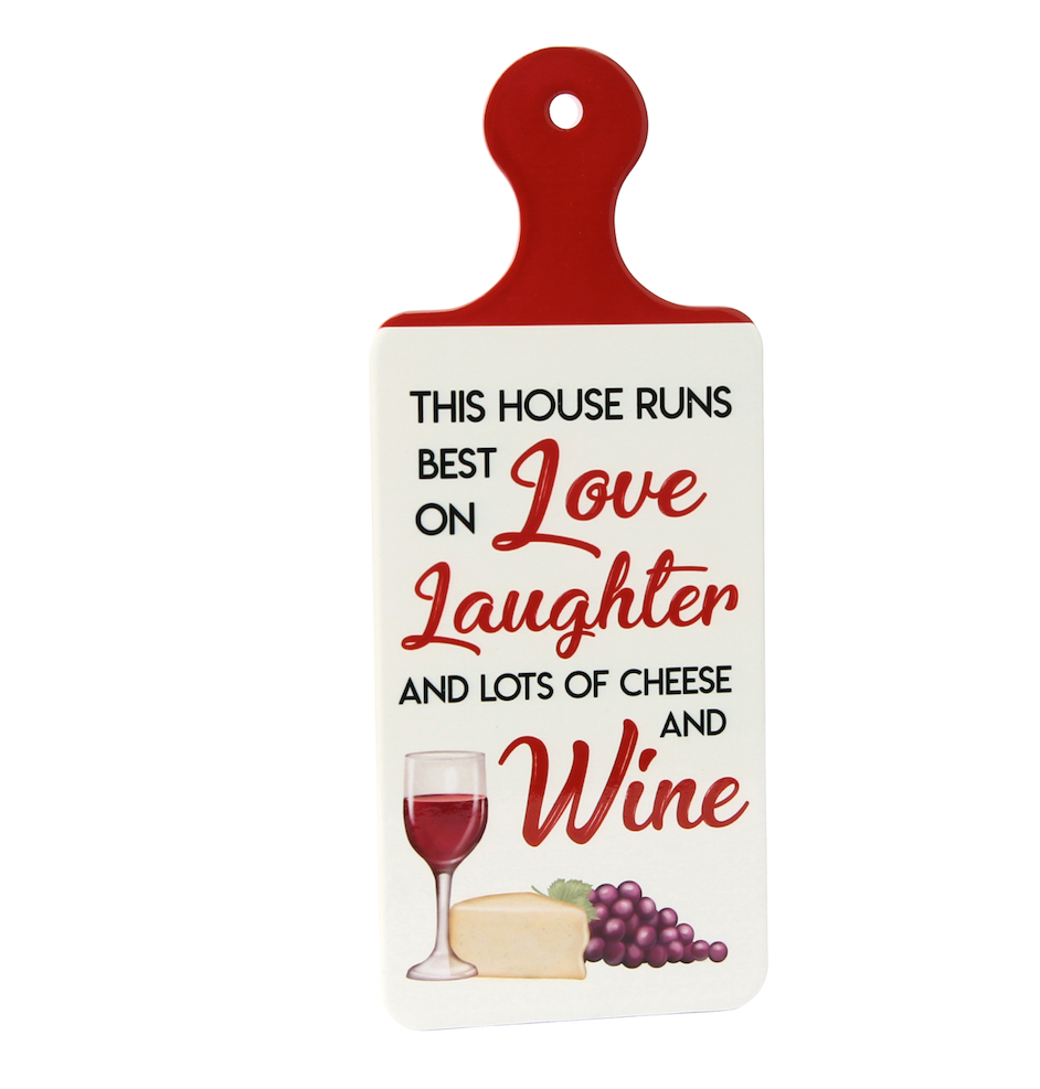 Porcelain - 'House Runs On Love, Laughter' Wine Kitchen Sign - Culzean Gifts
