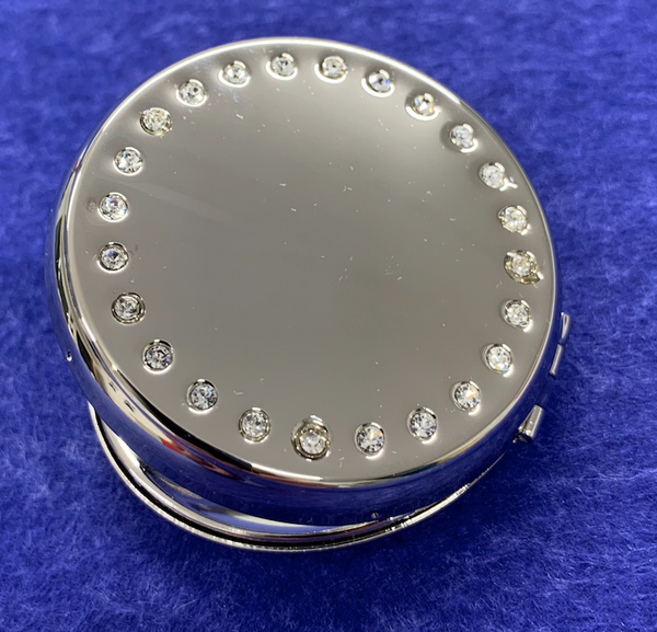 Personalised Round Compact Mirror with Crystals