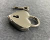 ENGRAVED PERSONALISED HEART LOVE LOCK 30MM X 38MM WITH KEY SILVER IN ORGANZA BAG