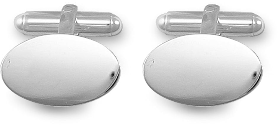 Engraved Personalised Oval Silver Plated Cufflinks