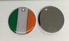  Engraved 25mm nickel plated flag design pet tags. Irish flag