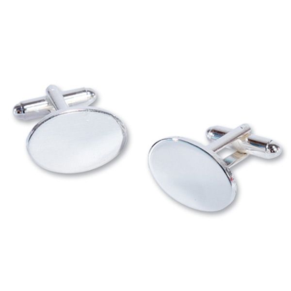 Engraved Personalised Oval Silver Plated Cufflinks